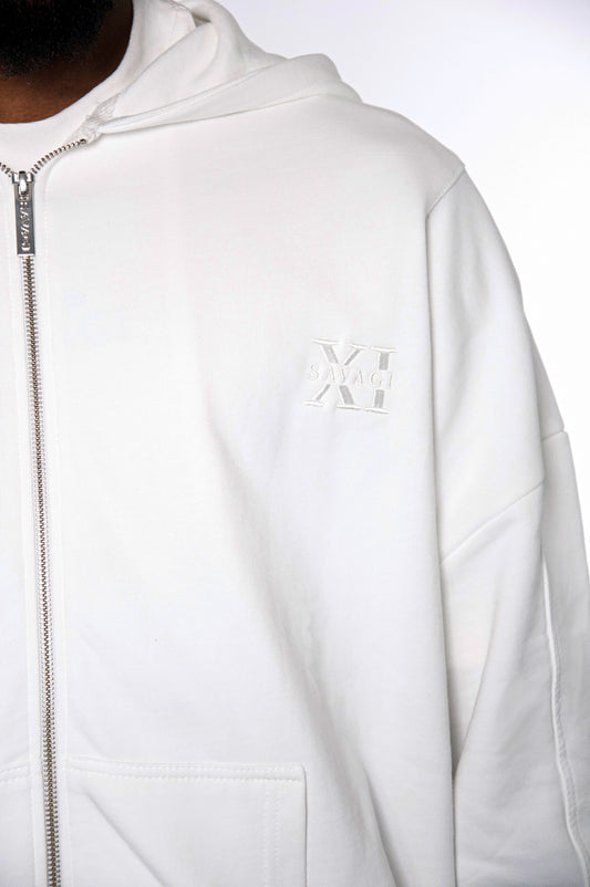 SAVAGI Basic Zip-Hoodie Off-White