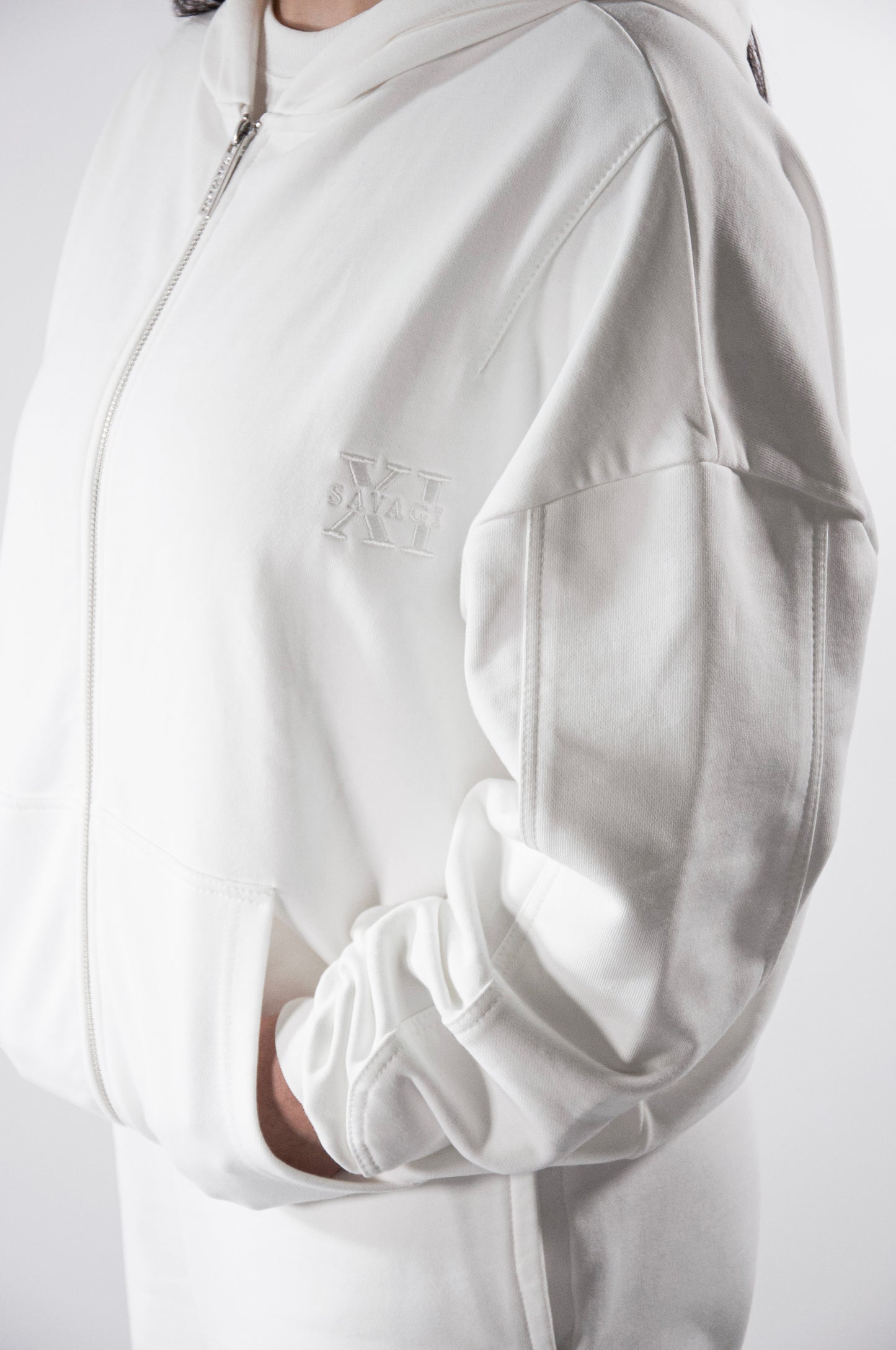 SAVAGI Basic Zip-Hoodie Off-White