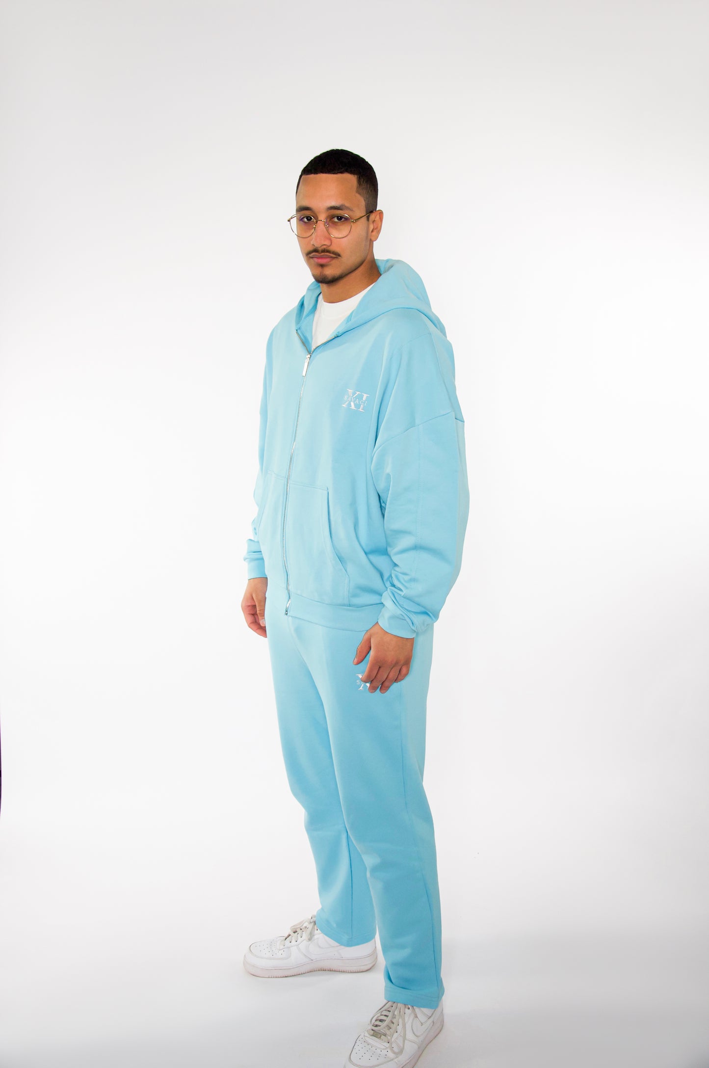 SAVAGI Basic Zip-Hoodie Baby Blue