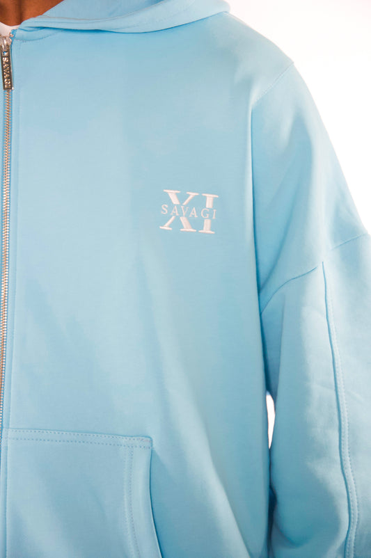 SAVAGI Basic Zip-Hoodie Baby Blue