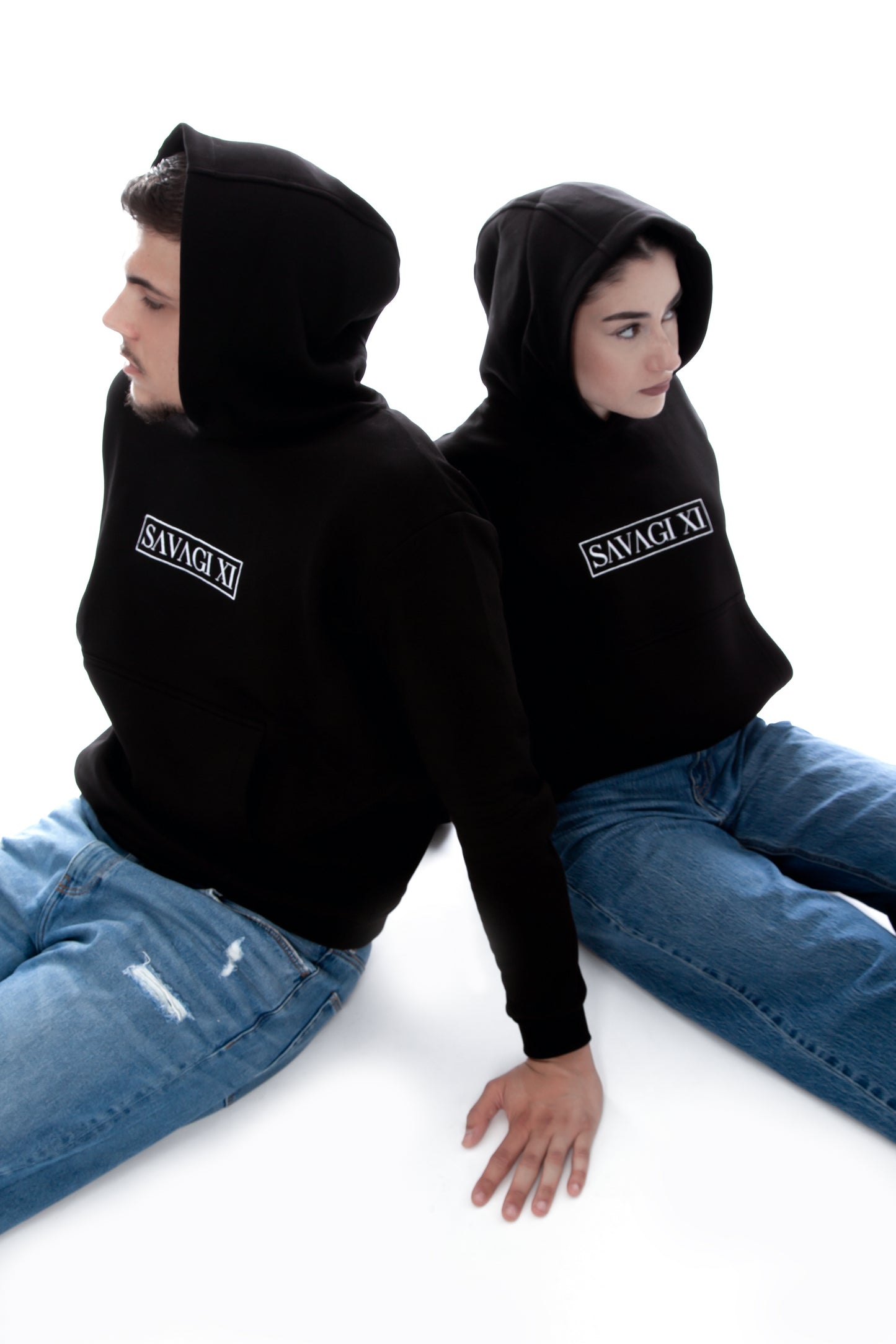 SAVAGI XI Embroidered Logo Hoodie Black