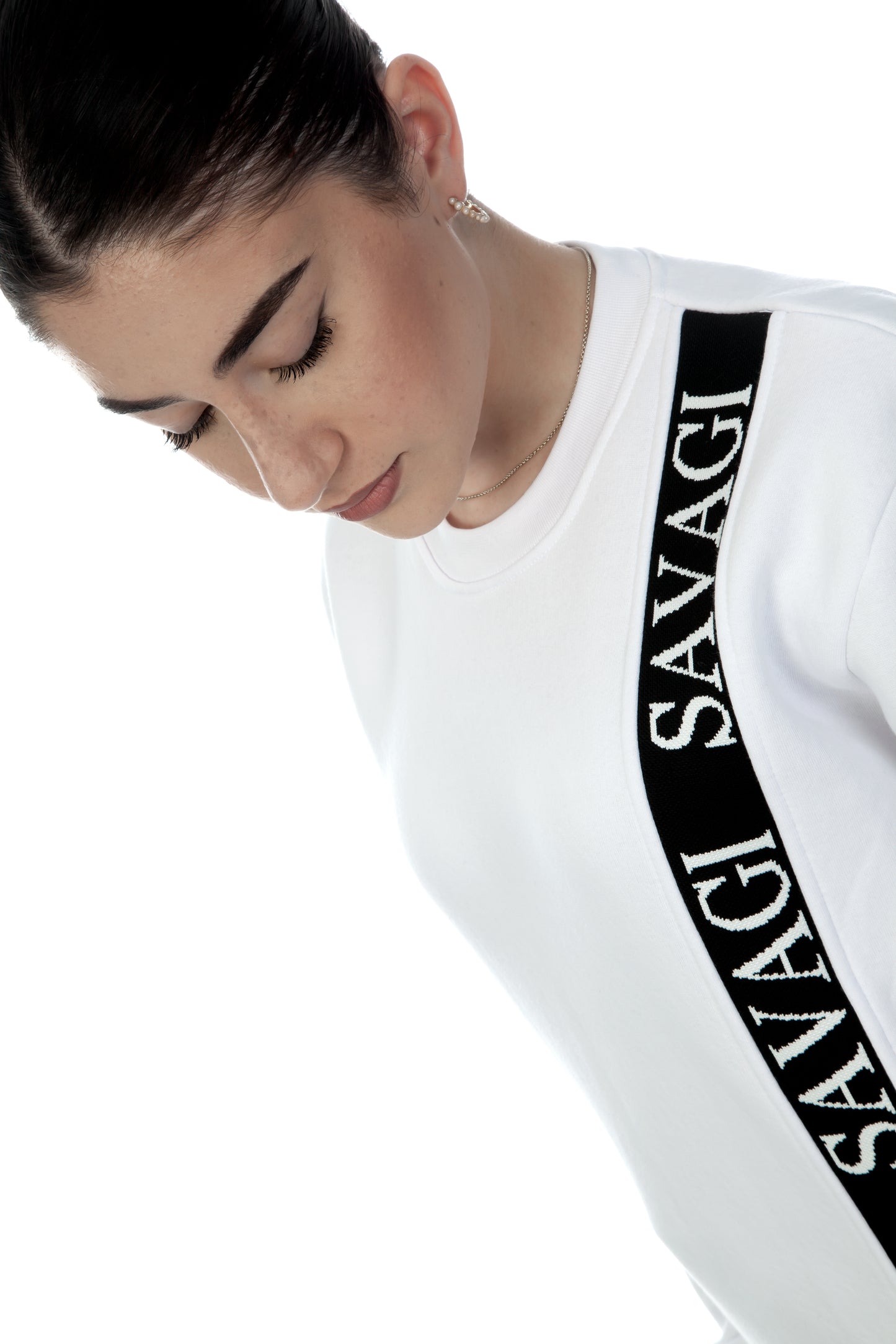 SAVAGI Logo Tape Sweatshirt White