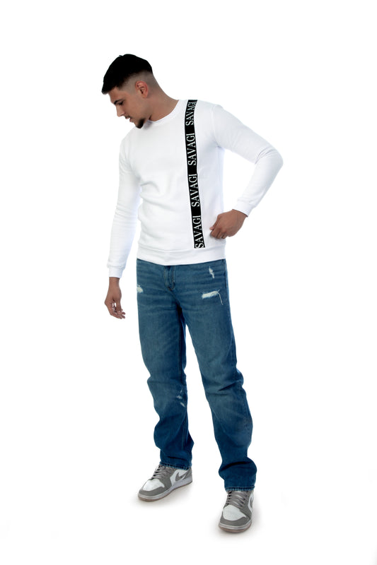 SAVAGI Logo Tape Sweatshirt White