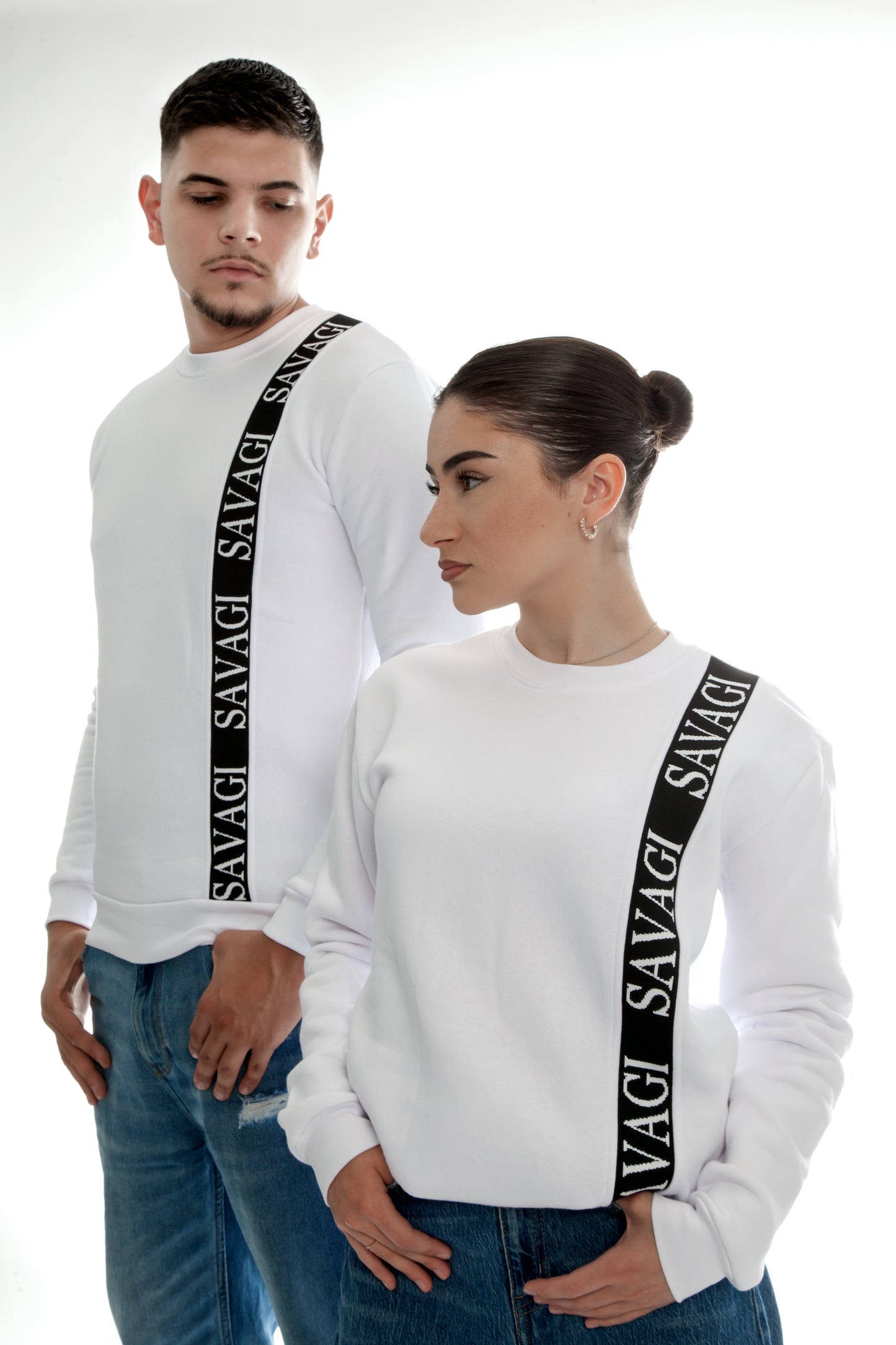 SAVAGI Logo Tape Sweatshirt White